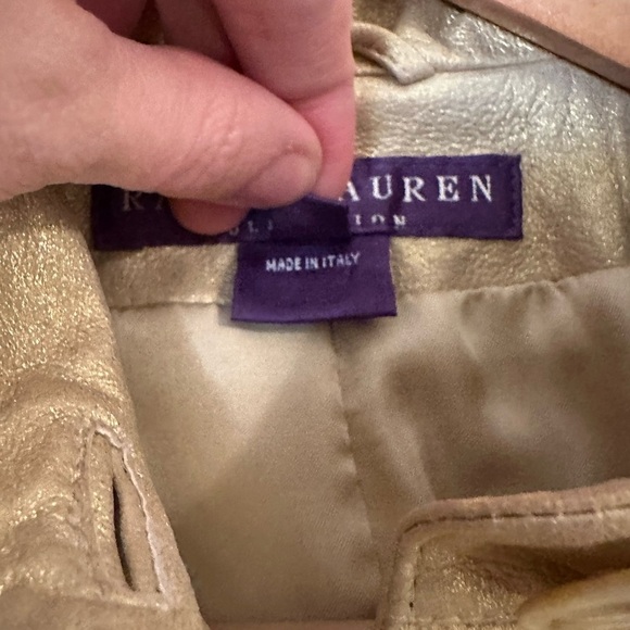 Ralph Lauren Purple Label Metallic Gold Leather Safari Jacket | Goatskin Italy - Picture 9 of 11